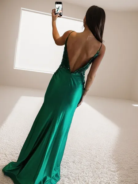 Sheath V-neck Appliques...