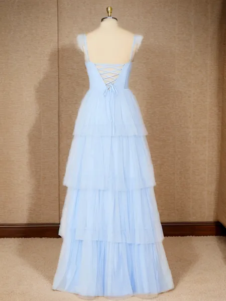 A-line Tulle Straps Layers...