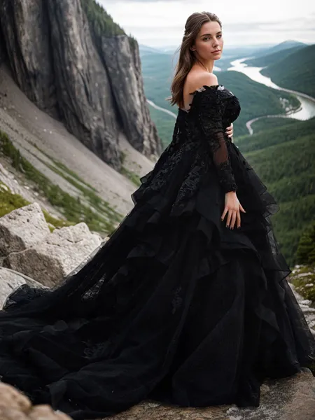 Ball-Gown V-neck Chapel Train Tulle Long Sleeves Crossed Straps Wedding Dresses