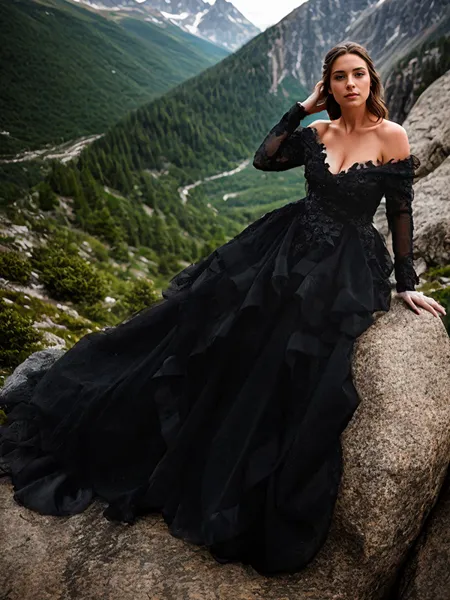 Ball-Gown V-neck Chapel...