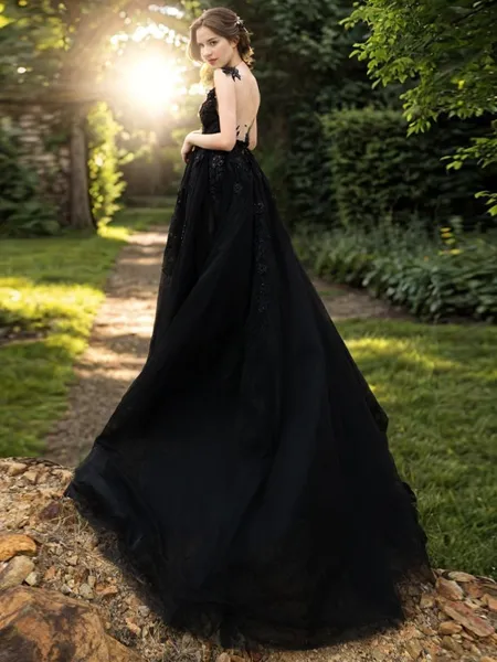 A-line Bateau Appliques...