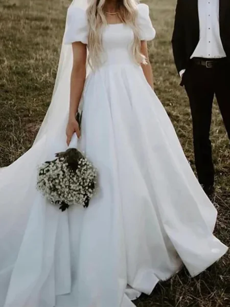 A-line Square Short Sleeves...