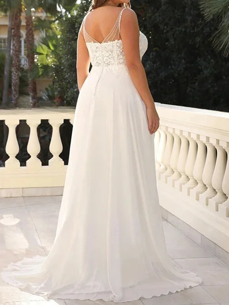 A-line Straps Appliques...