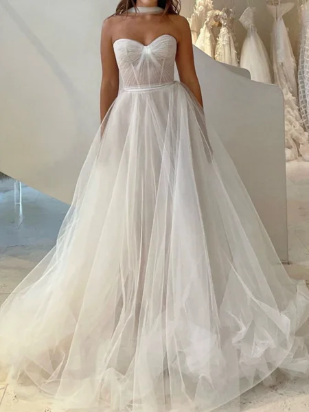 A-line Sweetheart Pleated...