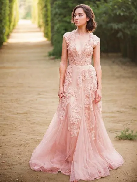 A-Line/Princess V-neck...