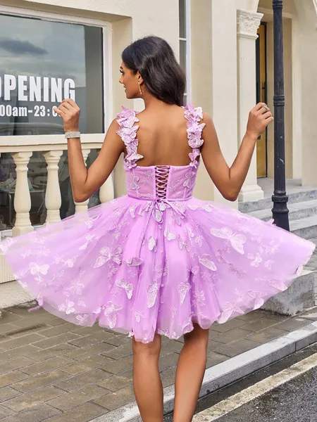 A-line Straps Appliques...