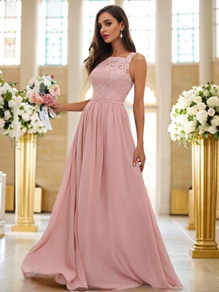 A-Line/Princess Chiffon...