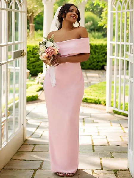 Sheath/Column Stretch Crepe Ruched One-Shoulder Sleeveless Floor-Length Bridesmaid Dresses
