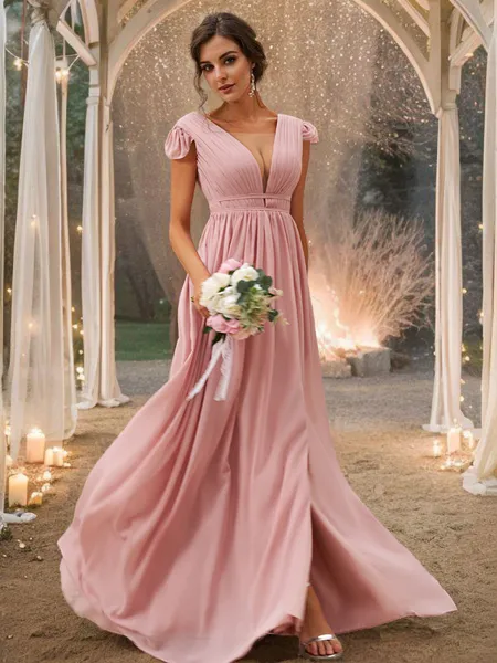 A-Line/Princess Chiffon...