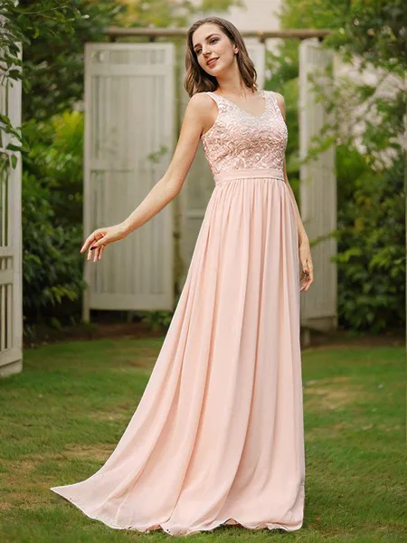A-Line/Princess Chiffon...