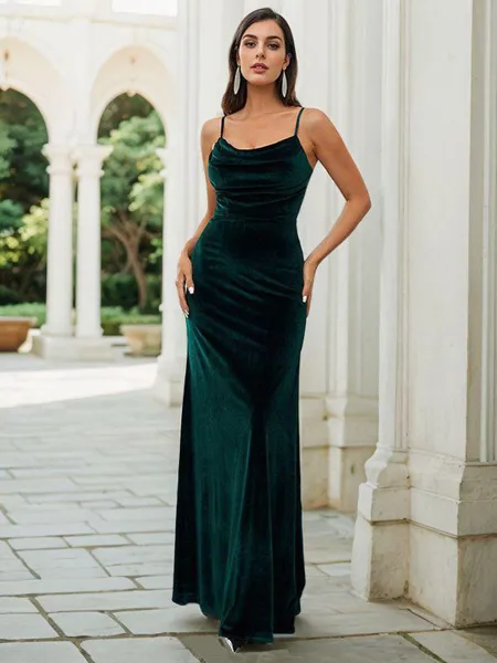 Sheath/Column Velvet Ruched...