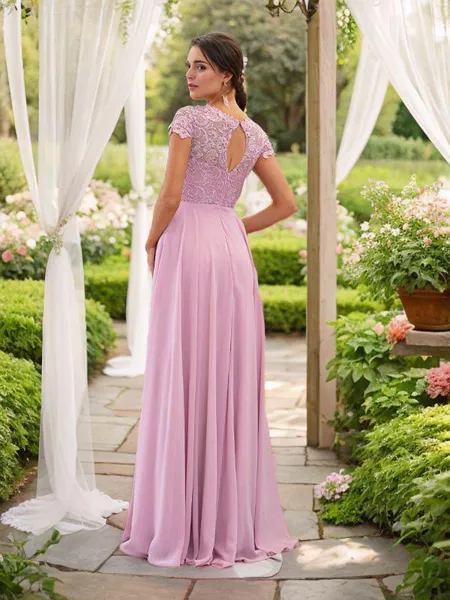 A-Line/Princess Chiffon...