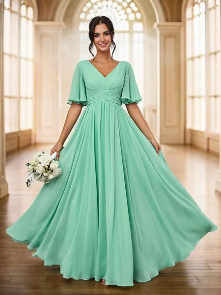 A-Line/Princess Chiffon...