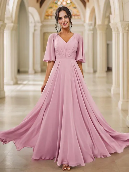 A-Line/Princess Chiffon...