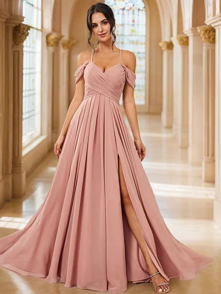 A-Line/Princess Chiffon...