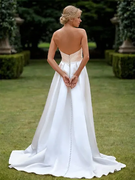 A-line Satin Pleated...