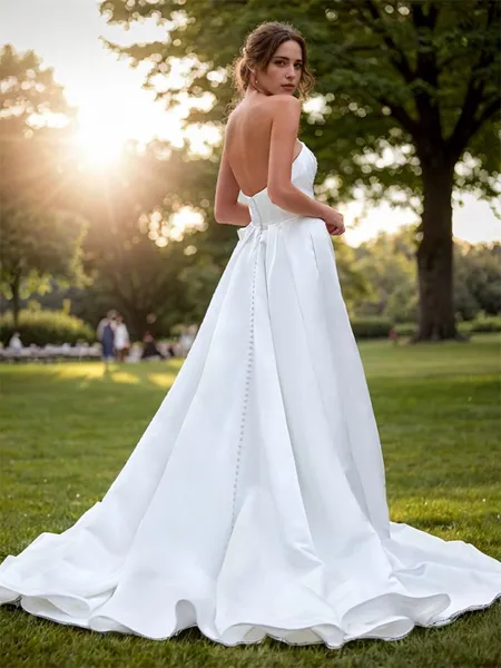 A-line Satin Straight...
