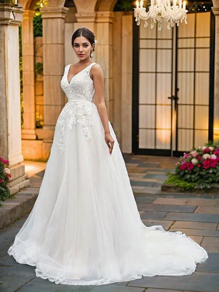 A-Line/Princess V-neck...