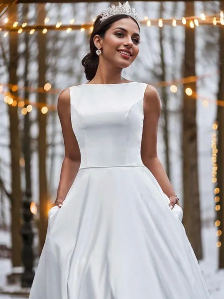 A-Line/Princess Satin...