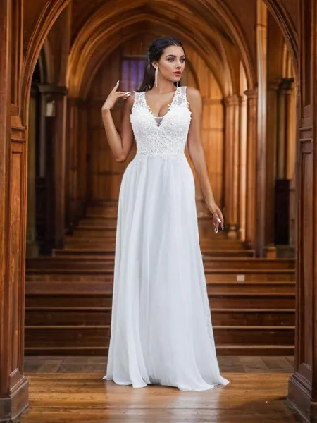 A-Line/Princess Chiffon...