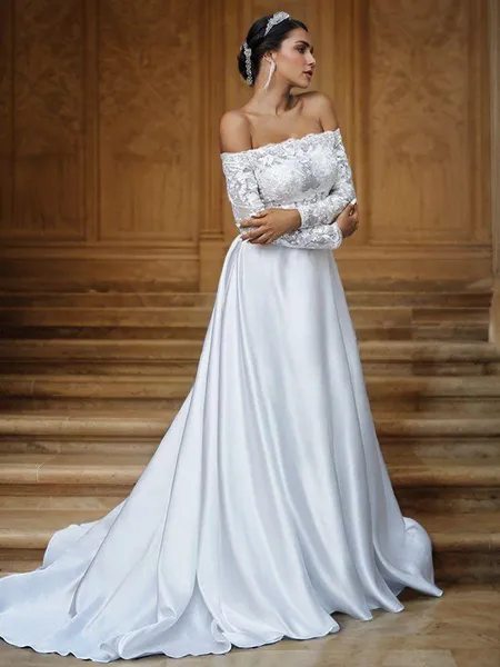 A-Line/Princess Satin Lace...