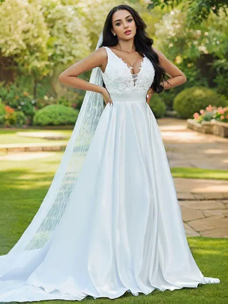 A-Line/Princess Satin...