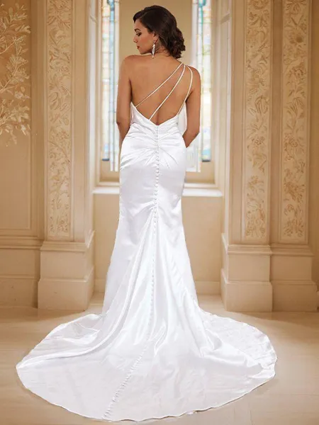 Sheath/Column Satin Ruched...