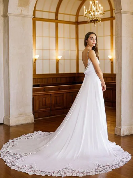 A-Line/Princess Chiffon...