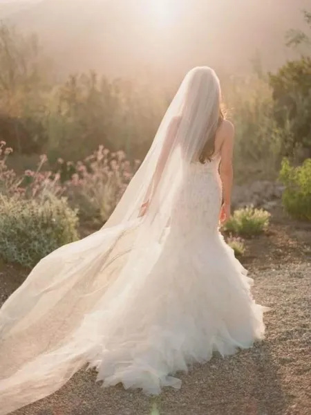 Elegant Tulle Long Wedding...