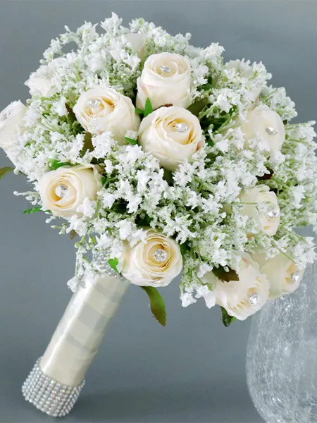 Fascinating Round Silk Flower Bridal Bouquets