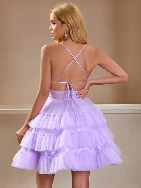 A-line V-neck Cascading...