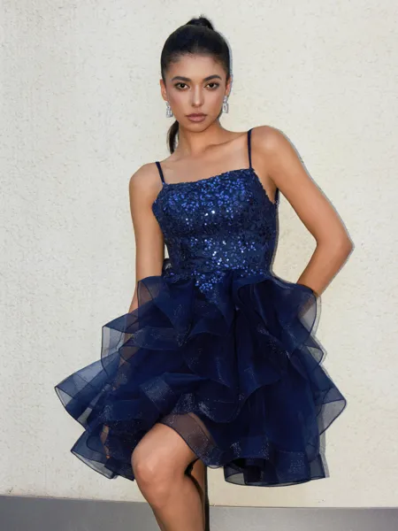 A-line Tulle Spaghetti...