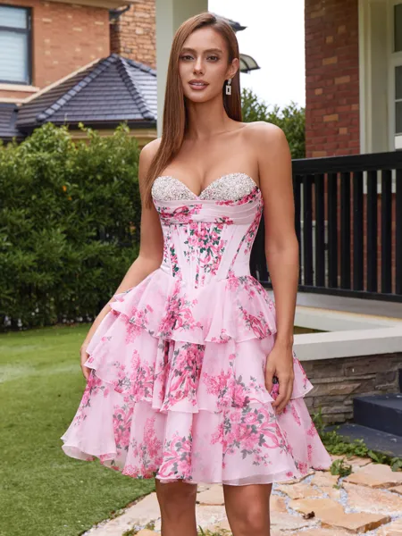 A-line Sweetheart Cascading...