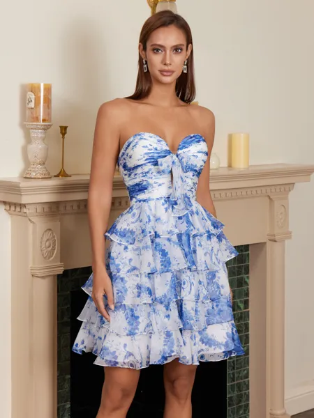 A-line Sweetheart Cascading...