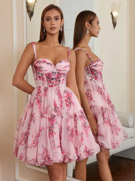 A-line Straps Pleated...