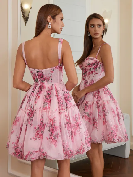 A-line Straps Pleated...