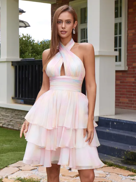 A-line Halter Cascading...