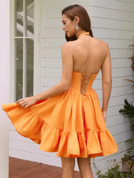 A-line Halter Rhinestone...