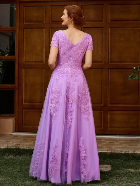 A-line Scoop Short Sleeves...