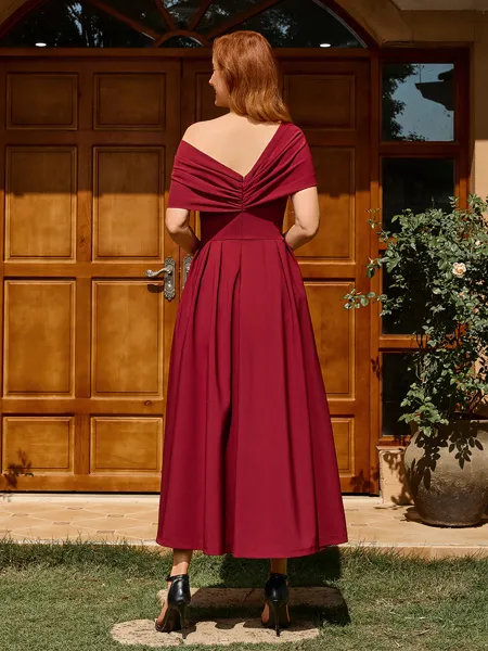 A-line Pleated Ankle-Length...