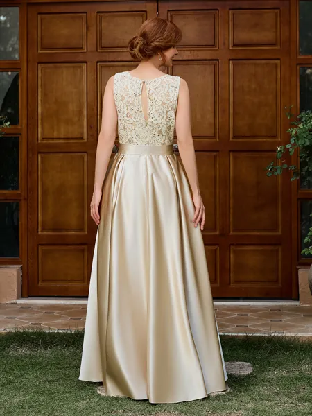 A-line Scoop Appliques Lace...