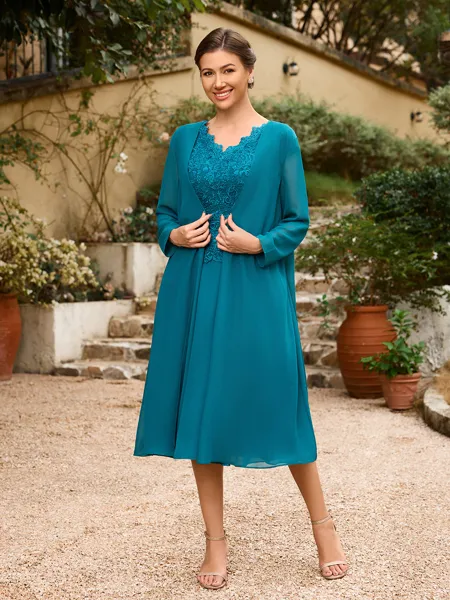 A-Line/Princess Chiffon Ruched V-neck Short Sleeves Knee-Length Mother of the Bride Dresses