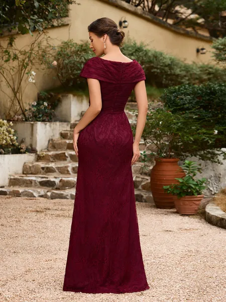 Sheath/Column Lace Ruched...