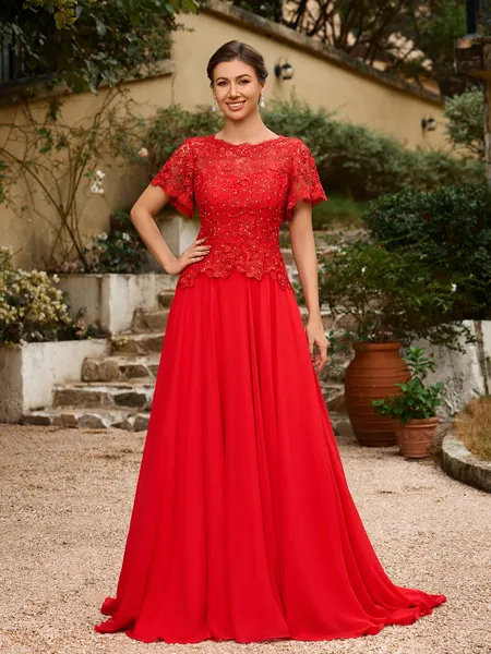 A-Line/Princess Chiffon...