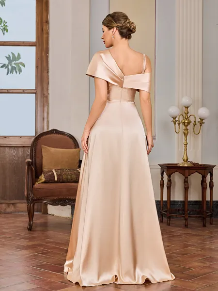 A-line Pleated Floor-Length...