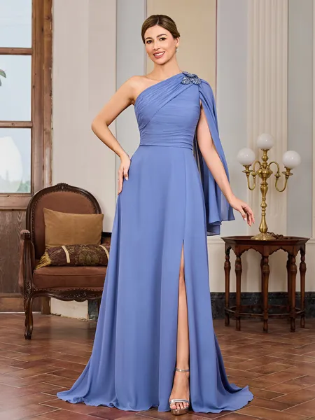 A-line One-Shoulder Long...
