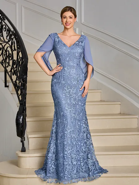 Sheath V-neck Appliques...