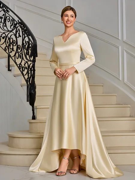 A-line V-neck Long Sleeves...