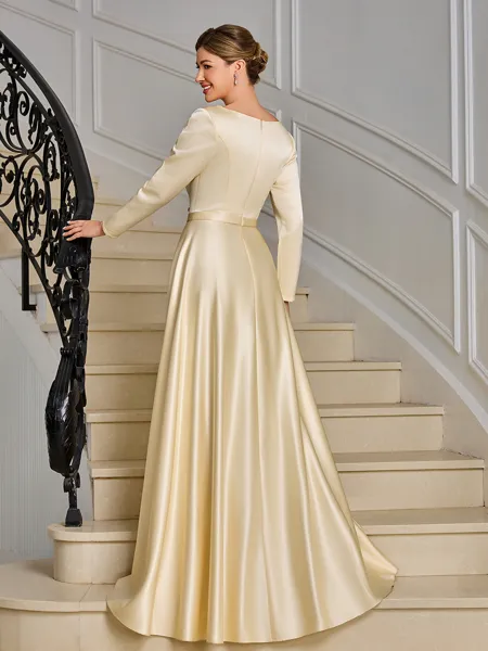 A-line V-neck Long Sleeves...