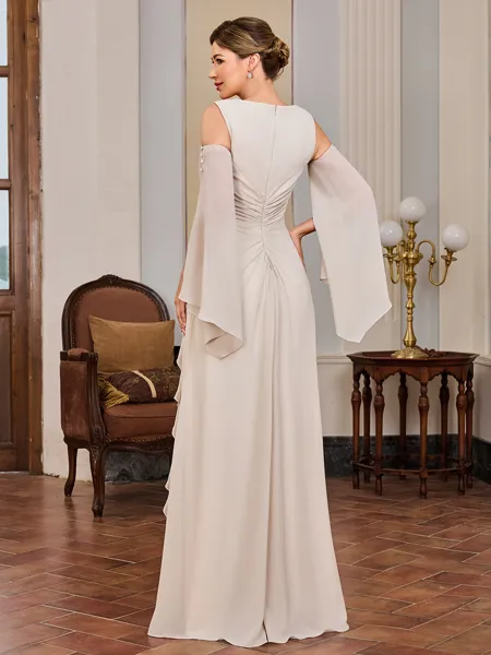 Sheath V-neck Ruffles...